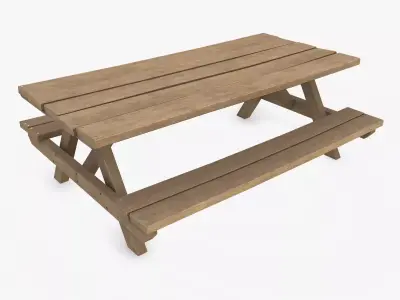 Picnic Table Low-Poly 3D Model Free low-poly 3D model