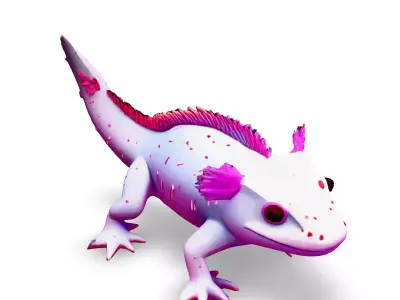 Stylized Pink Lizard 3D Model Low-poly 3D model