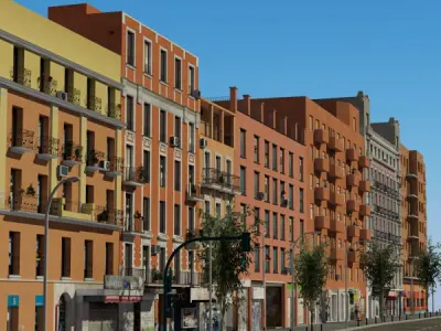 European City Block 03 Low-poly 3D model