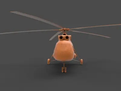 Mi - 8 orange helicopter 3D print model