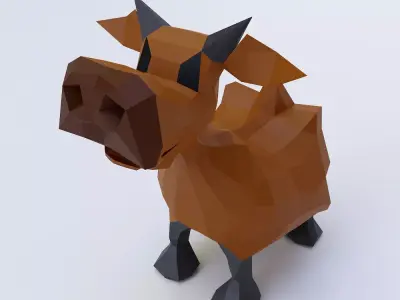 Cow toon 3d model  Low-poly 3D model