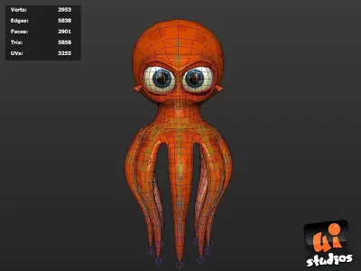 Cartoon Octopus Low-poly 3D model