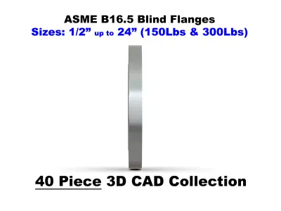ASME B16-5 Blind Flanges - 150Lbs and 300Lbs - CAD Files 3D model