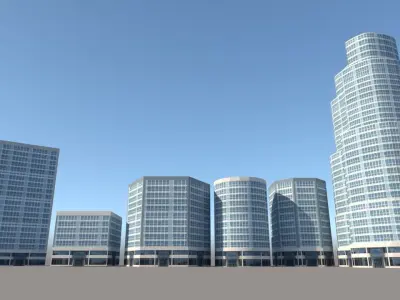 Low Poly Commercial Building Pack Low-poly 3D model