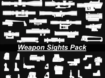 Weapon Sights Pack Low-poly 3D model