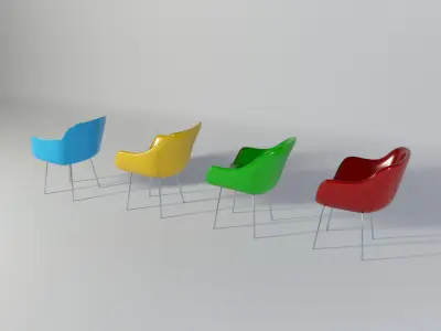 Chairs simple - 4 designs  collection set Free low-poly 3D model