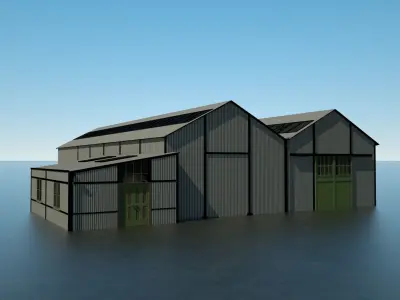 WW1 Factory Building Free low-poly 3D model