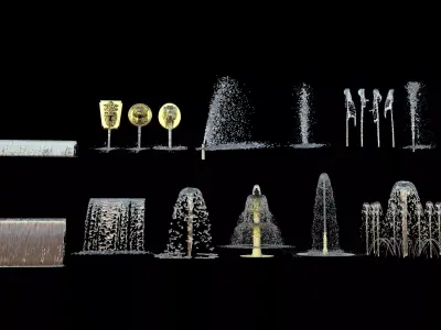 Collection Of Fountains - FBX Low-poly 3D model