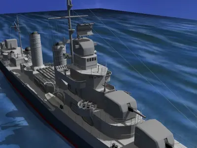 Gleaves Class Destroyer USS Cowie DD632 3D model
