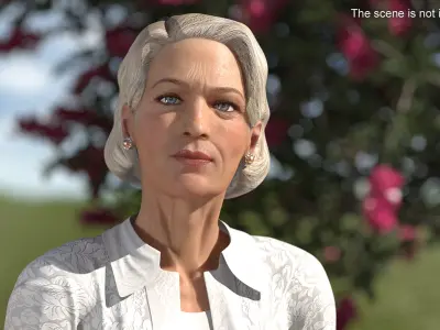 Elderly Woman with Handbag Rigged 3D model