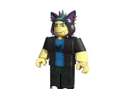 Roblox Hat Knitted Spike Helmet Cat Ears 3D Model Low-poly 3D model