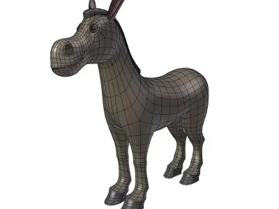 Cartoon Donkey Low-poly 3D model