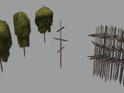 Historic hay rack Low-poly 3D model