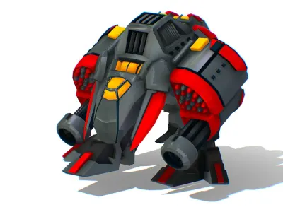 Animated Heavy Combat Robot Low-poly 3D model