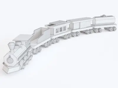 Wooden toy train 07 3D model