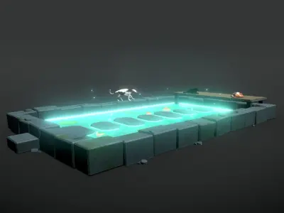 Japanese Pond Low-poly 3D model