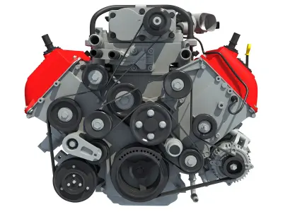 Animated V8 Engine 3D model