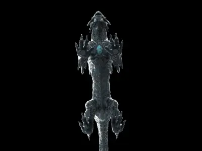 Ice dragon creature Deep dark blue 29k poly game ready Low-poly 3D model