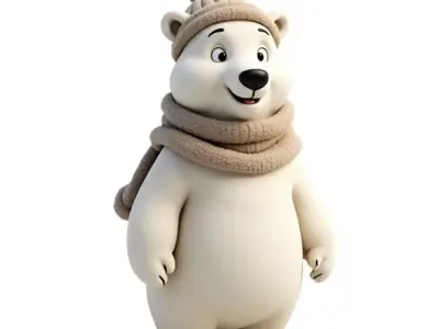 Cartoon Polar Bear 3D Model Cozy Winter Character Low-poly 3D model