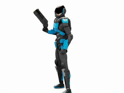 CYBER COP DC-100 Rigged for Unreal Engine - Unity - MIXAMO 3D model