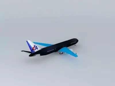 Boeing 767 341 Amercan Airlines at LAX with interior Free 3D model
