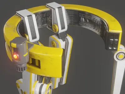 Yellow Robot Sci-fi 3D model