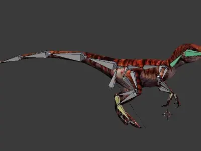 3D Animated and Rigged Raptor Dinosaur Velociraptor Low-poly 3D model