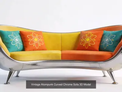 Retro Futuristic Atompunk Furniture Collection 3D Model Pack