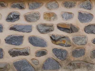 Korean Traditional Tiled Stone Wall 3D model