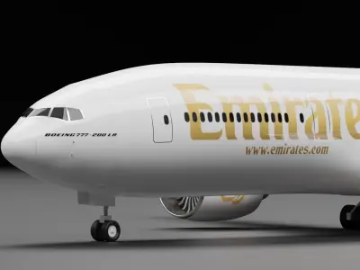 Boeing 777-200LR Emirates Livery 3D model