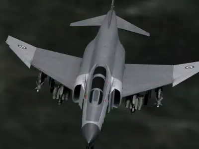 F4 Phantom 2 -Grey Texture-Fully Rigged-Changeble Decal -Texts Low-poly 3D model