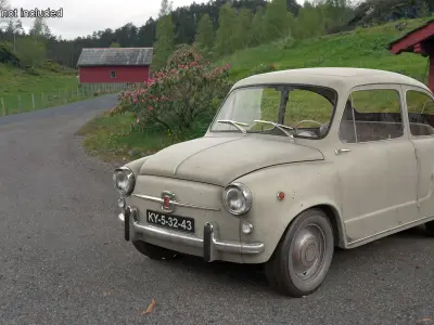 Old Fiat 600 Car Faded Beige 3D model