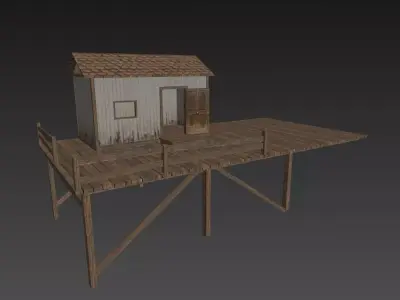 Fishing Hut Low-poly 3D model