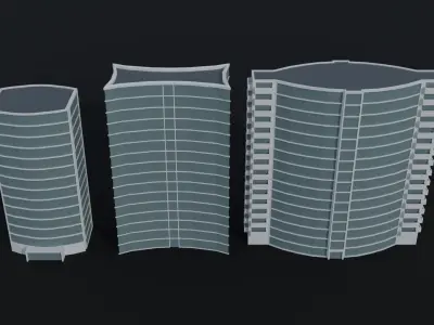 Cartoon skycrapers 2 Polygonal Style Low-poly 3D model