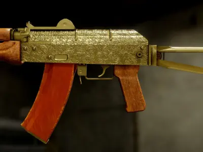 Gold AKS-74U Free low-poly 3D model