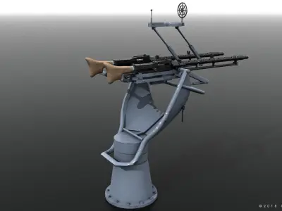 MG34 Zwillingsockel36 A Low-poly 3D model