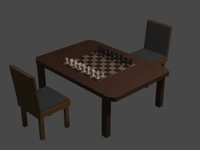 Low poly chess table  Free low-poly 3D model