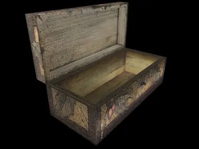 Wooden-Box treasure chest Low-poly 3D model