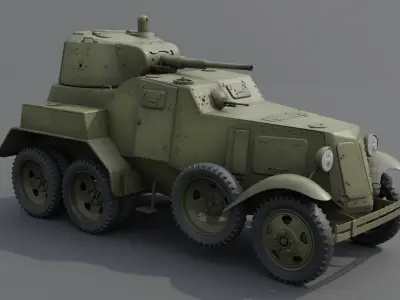 BA-10 Armored car Low-poly 3D model