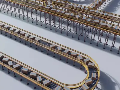 Conveyor Belt Scene and Constructor Low-poly 3D model