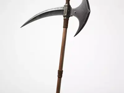 Medieval Fantasy Polearm Halberd Scythe 3D model