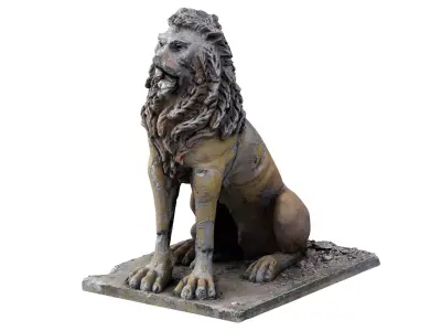 Abandoned and Damaged Lion Statue 3D model