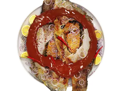 Fish Fried Low-poly 3D model