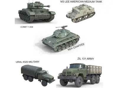 5 Military Vehicles Collection v28 Low-poly 3D model