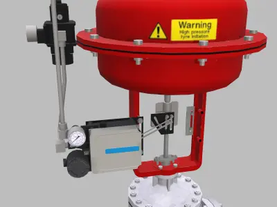 Pneumatic Globe Control Valve Low Poly Low-poly 3D model