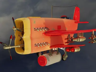 Helicopter with guns and missiles Low-poly 3D model