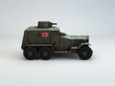 Low Poly Type 93 Kokusan Armored Car Low-poly 3D model