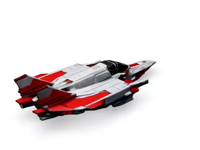 Scifi Fighter Jet Red Silver Low-poly 3D model