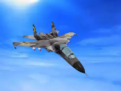 SU-27 fighter jet flying in sky 3D model