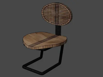 Fancy 3d Wooden chair as Furniture and interior modeling Free low-poly 3D model